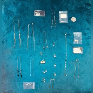 Sterling 925 silver earrings and Sterling Silver necklace charm lot.